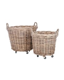 Set 2 Panier Rond + Anse Rotin Naturel 75x60cm