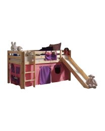 This Pino-combination Contains A Pino Mid Sleeper + Slide Natural And A Curtain Bella