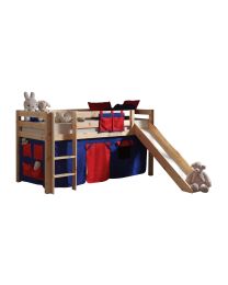 This Pino-combination Contains A Pino Mid Sleeper + Slide Natural And A Curtain Domino