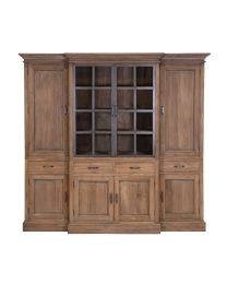 Rustic Teak Display Cabinet With Breakfront