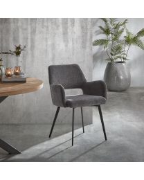 Armchair With Open Back In Gray Upholstery - Per 2