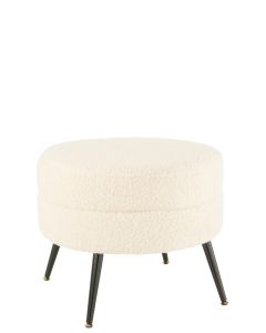 Pouf Rond Metal Pieds Bouclé Blanc - Par 2