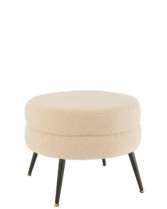 Pouf Rond Metal Pieds Bouclé Chaud Beige - Par 2