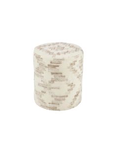 Pouf Cylindre Motifs éthniques Laine/cotton Crème /beige